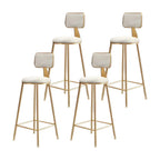 Bar Stool Velvet Upholstery Gold Frame Backrest & Footrest