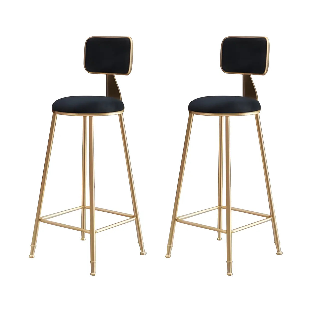 Bar Stool Velvet Upholstery Gold Frame Backrest & Footrest
