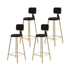 Bar Stool Velvet Upholstery Gold Frame Backrest & Footrest