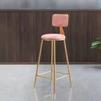 Bar Stool Velvet Upholstery Gold Frame Backrest & Footrest