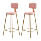 Bar Stool Velvet Upholstery Gold Frame Backrest & Footrest