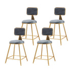 Bar Stool Velvet Upholstery Gold Frame Backrest & Footrest