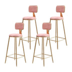 Bar Stool Velvet Upholstery Gold Frame Backrest & Footrest