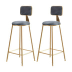 Bar Stool Velvet Upholstery Gold Frame Backrest & Footrest