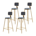 Bar Stool Velvet Upholstery Gold Frame Backrest & Footrest