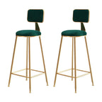 Bar Stool Velvet Upholstery Gold Frame Backrest & Footrest