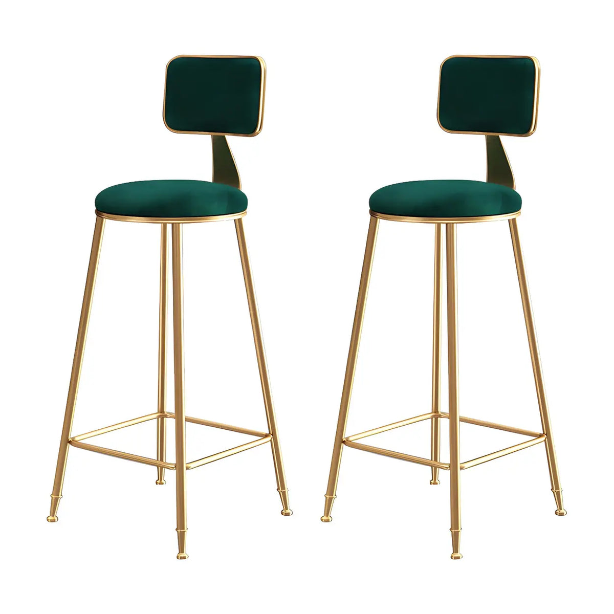 Bar Stool Velvet Upholstery Gold Frame Backrest & Footrest