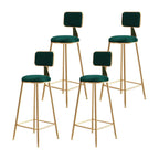 Bar Stool Velvet Upholstery Gold Frame Backrest & Footrest