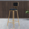 Bar Stool Velvet Upholstery Gold Frame Backrest & Footrest
