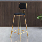 Bar Stool Velvet Upholstery Gold Frame Backrest & Footrest