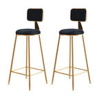 Bar Stool Velvet Upholstery Gold Frame Backrest & Footrest