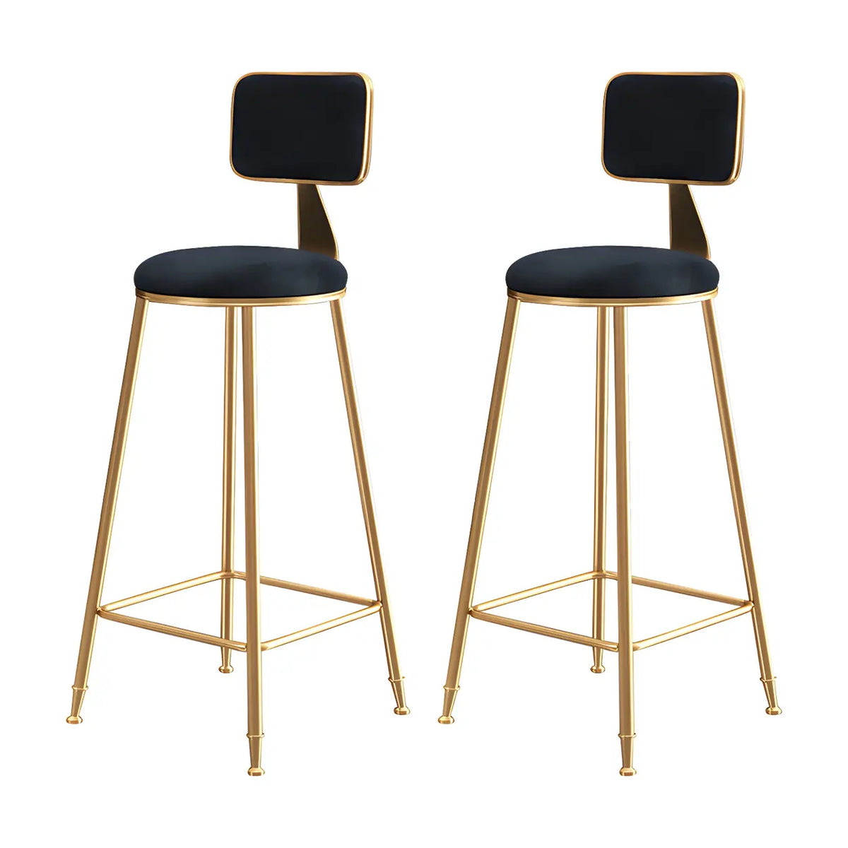 Bar Stool Velvet Upholstery Gold Frame Backrest & Footrest