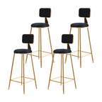 Bar Stool Velvet Upholstery Gold Frame Backrest & Footrest