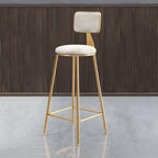 Bar Stool Velvet Upholstery Gold Frame Backrest & Footrest