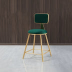Bar Stool Velvet Upholstery Gold Frame Backrest & Footrest