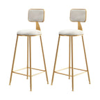 Bar Stool Velvet Upholstery Gold Frame Backrest & Footrest