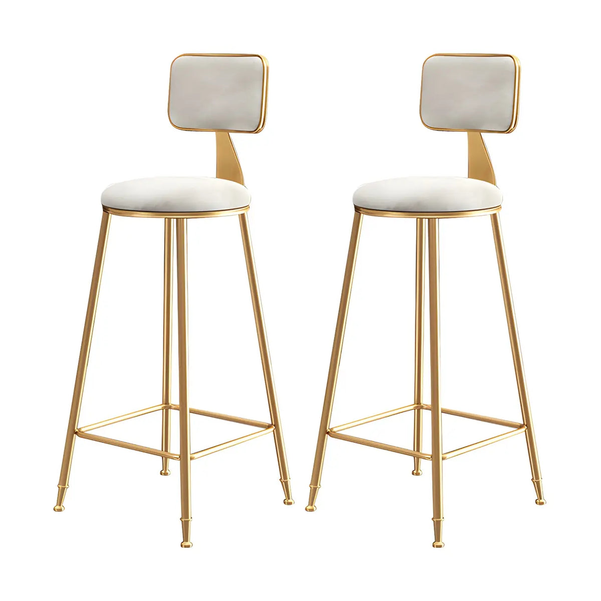 Bar Stool Velvet Upholstery Gold Frame Backrest & Footrest