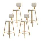 Bar Stool Velvet Upholstery Gold Frame Backrest & Footrest