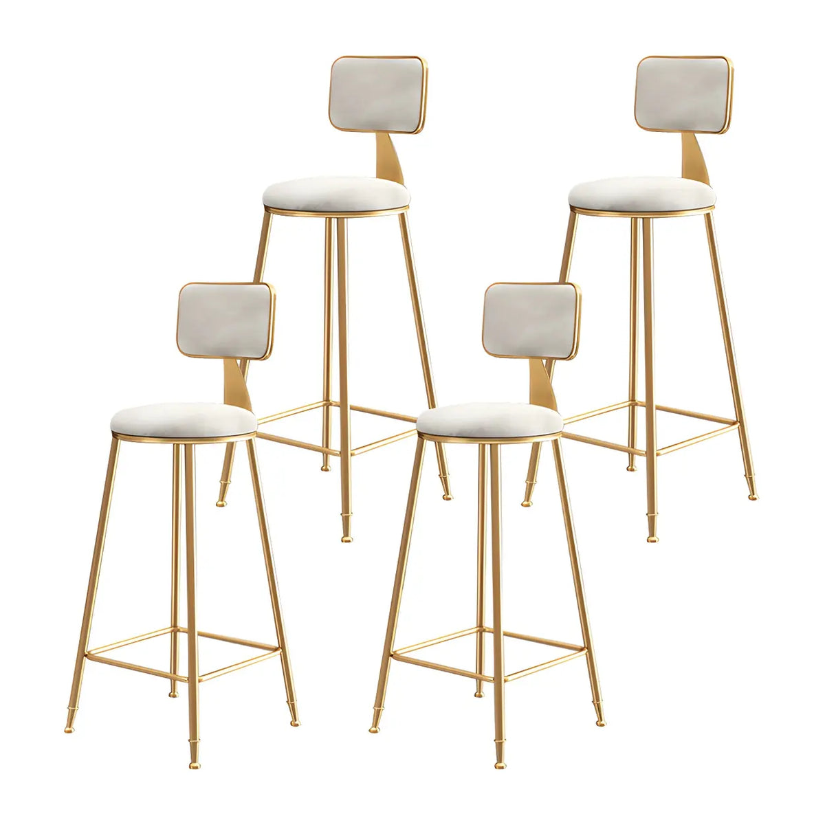 Bar Stool Velvet Upholstery Gold Frame Backrest & Footrest