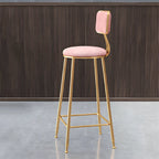 Bar Stool Velvet Upholstery Gold Frame Backrest & Footrest