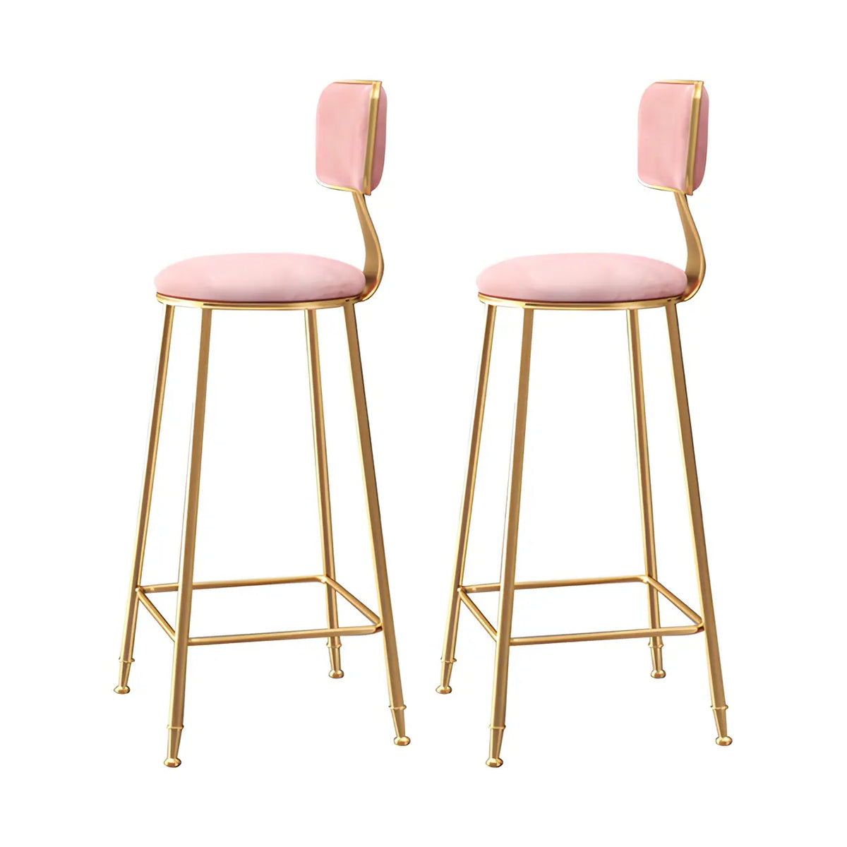Bar Stool Velvet Upholstery Gold Frame Backrest & Footrest