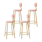 Bar Stool Velvet Upholstery Gold Frame Backrest & Footrest