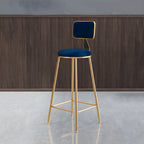 Bar Stool Velvet Upholstery Gold Frame Backrest & Footrest