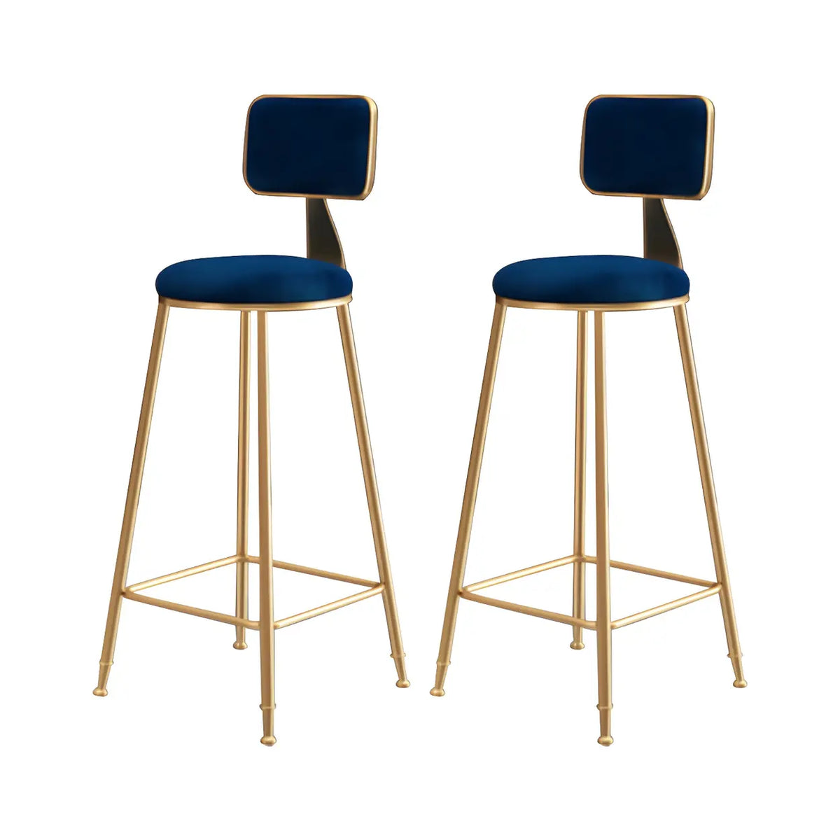 Bar Stool Velvet Upholstery Gold Frame Backrest & Footrest