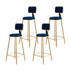 Bar Stool Velvet Upholstery Gold Frame Backrest & Footrest
