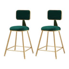 Bar Stool Velvet Upholstery Gold Frame Backrest & Footrest