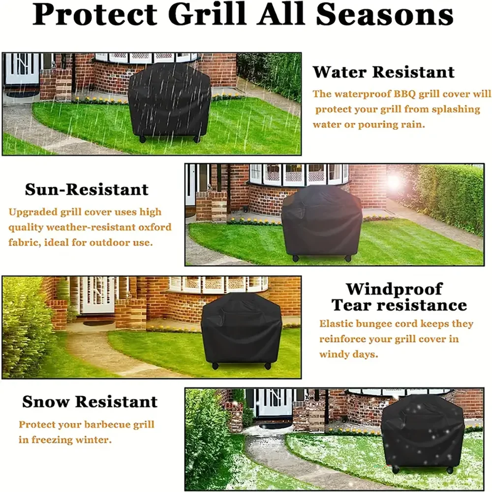 Barbecue Grill Cover Waterproof & UV-Resistant Adjustable Drawstring