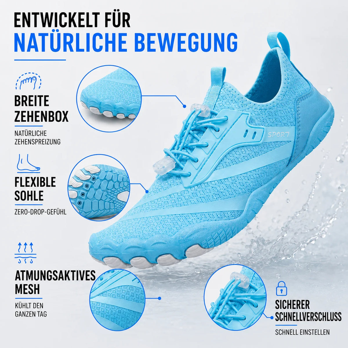 Barefoot Sports Shoes Flexible Sole Non-Slip Breathable Mesh