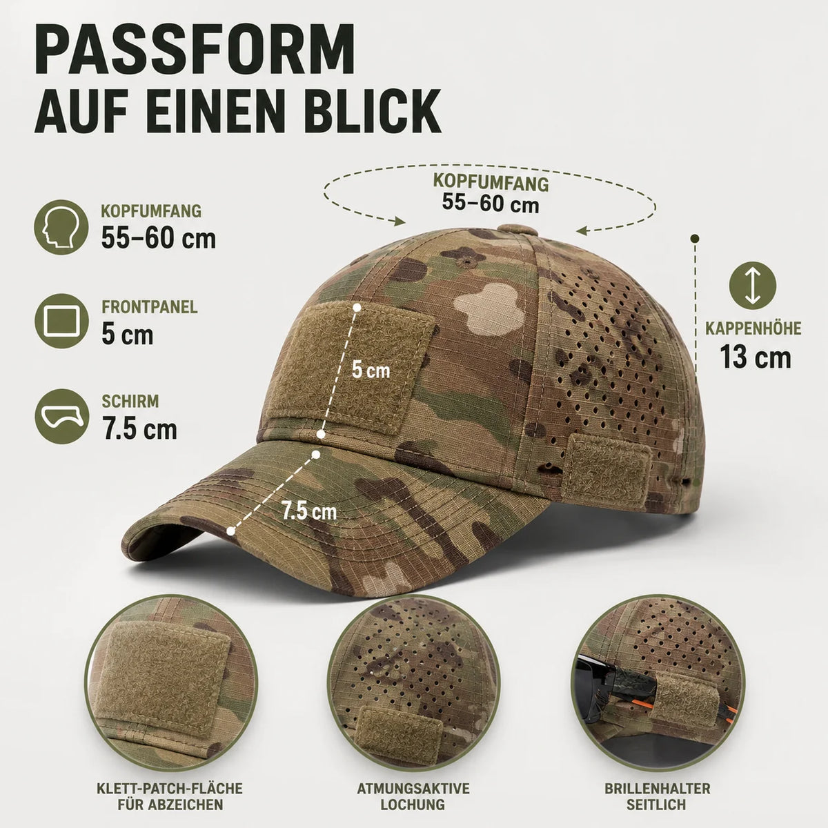 Baseball Cap Camouflage Breathable Polyester & Adjustable Strap