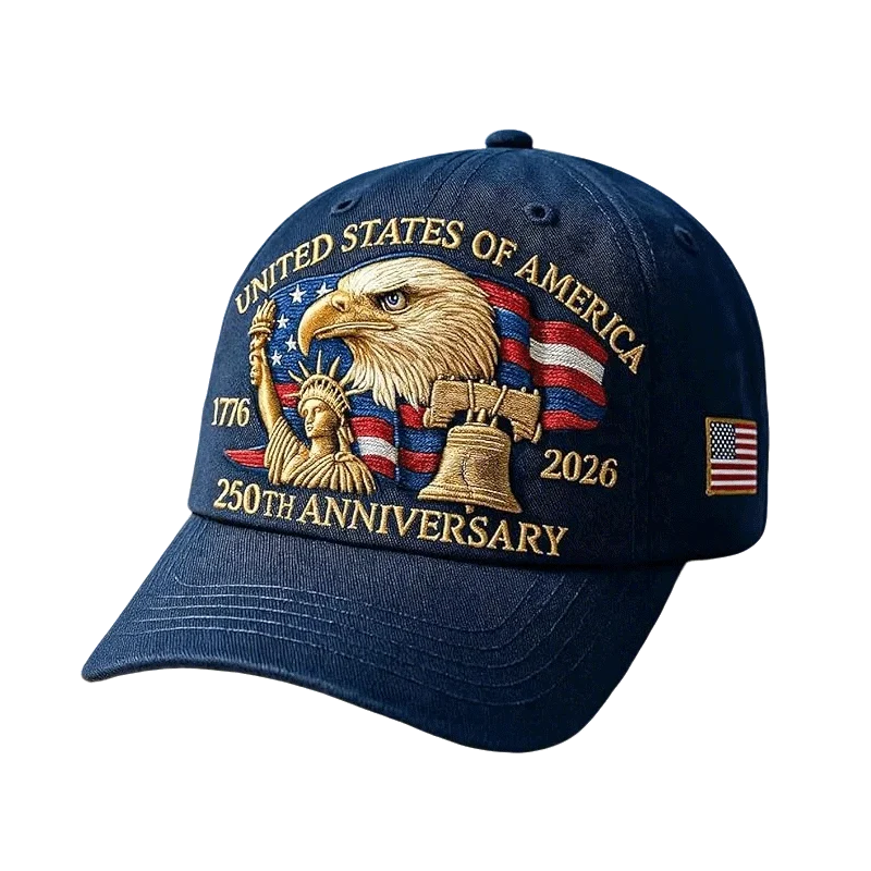 Baseball Cap Embroidered Eagle & Flag Six-Panel