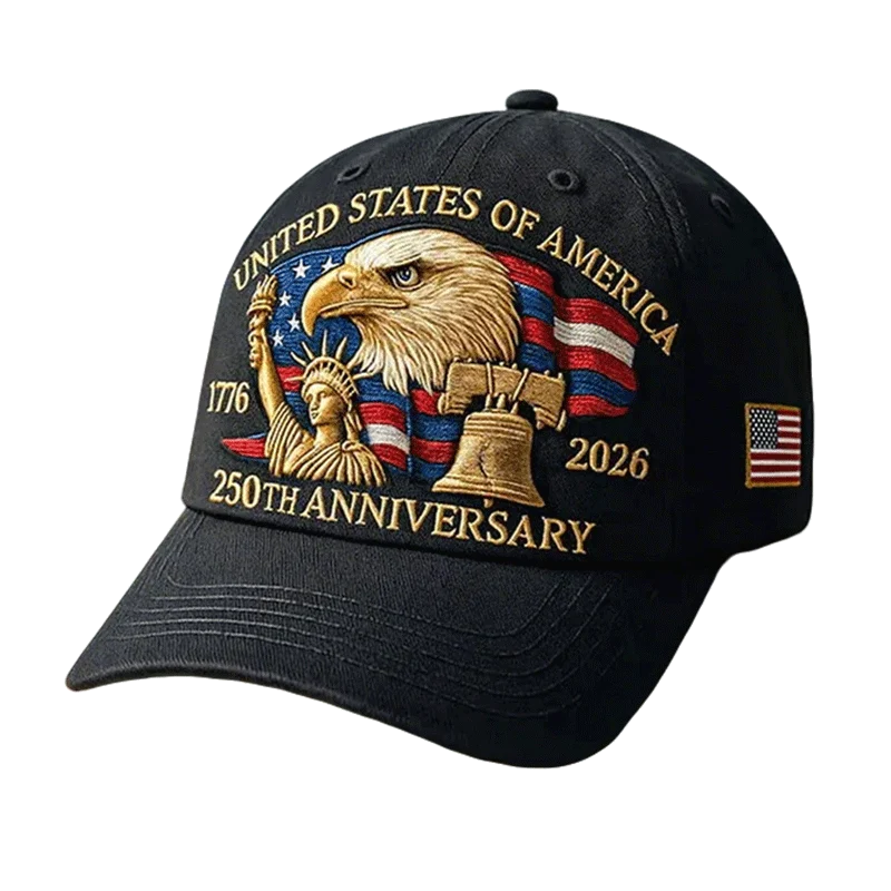 Baseball Cap Embroidered Eagle & Flag Six-Panel
