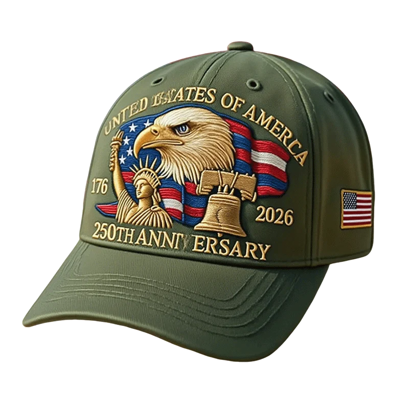Baseball Cap Embroidered Eagle & Flag Six-Panel
