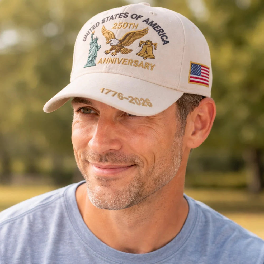 Baseball Cap Embroidered Patriotic Structured Crown Adjustable Buckle Strap