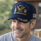 Baseball Cap Embroidered Patriotic Structured Crown Adjustable Buckle Strap