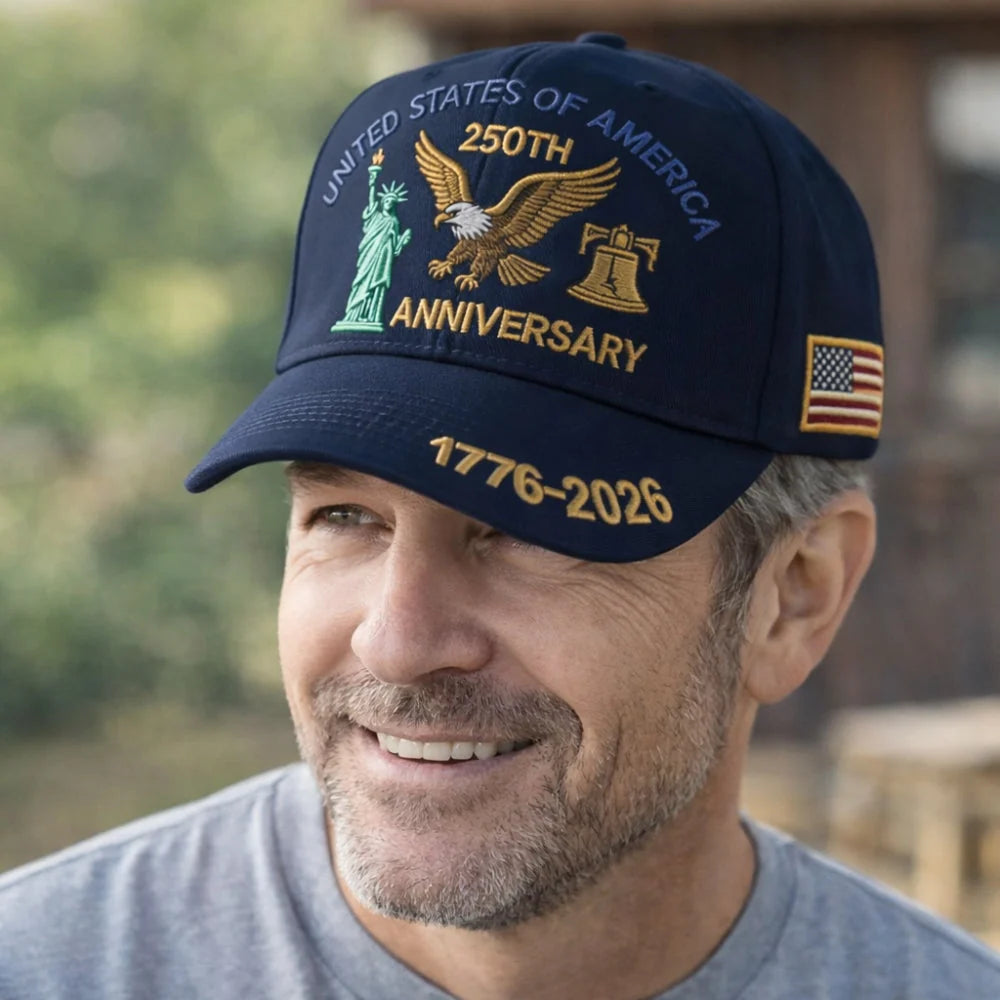Baseball Cap Embroidered Patriotic Structured Crown Adjustable Buckle Strap
