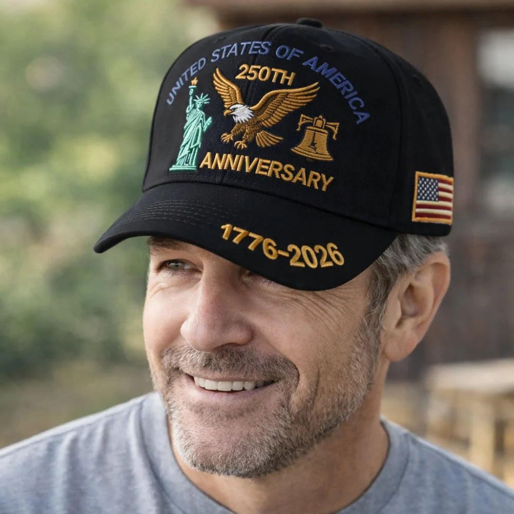 Baseball Cap Embroidered Patriotic Structured Crown Adjustable Buckle Strap