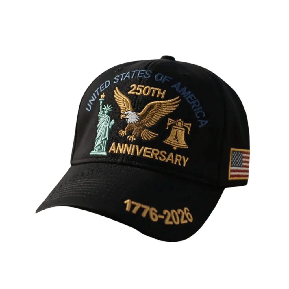 Baseball Cap Embroidered Patriotic Structured Crown Adjustable Buckle Strap