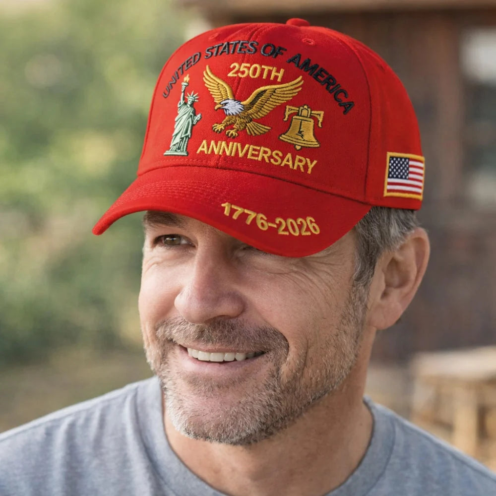 Baseball Cap Embroidered Patriotic Structured Crown Adjustable Buckle Strap