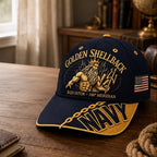Baseball Cap Navy Adjustable Gold Chain Detail