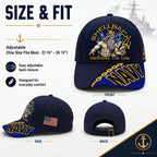Baseball Cap Navy Adjustable Gold Chain Detail