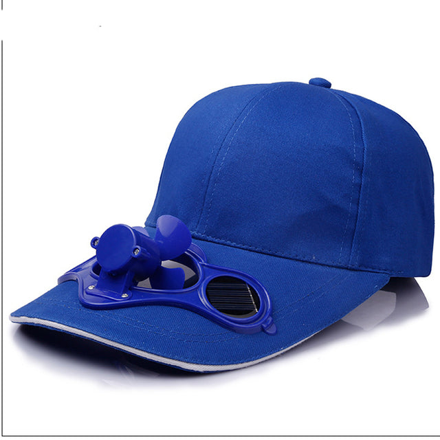 Baseball Cap Solar-Powered Fan Adjustable Cotton Blend