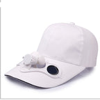 Baseball Cap Solar-Powered Fan Adjustable Cotton Blend