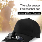Baseball Cap Solar-Powered Fan Adjustable Cotton Blend