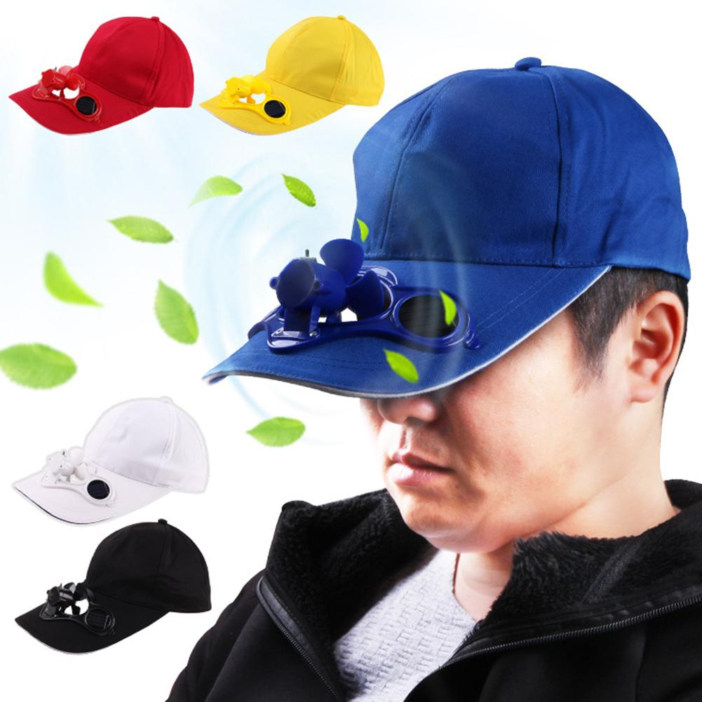 Baseball Cap Solar-Powered Fan Adjustable Cotton Blend