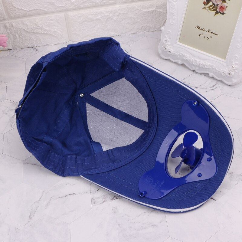 Baseball Cap Solar-Powered Fan Adjustable Cotton Blend