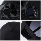 Baseball Cap Solar-Powered Fan Adjustable Cotton Blend